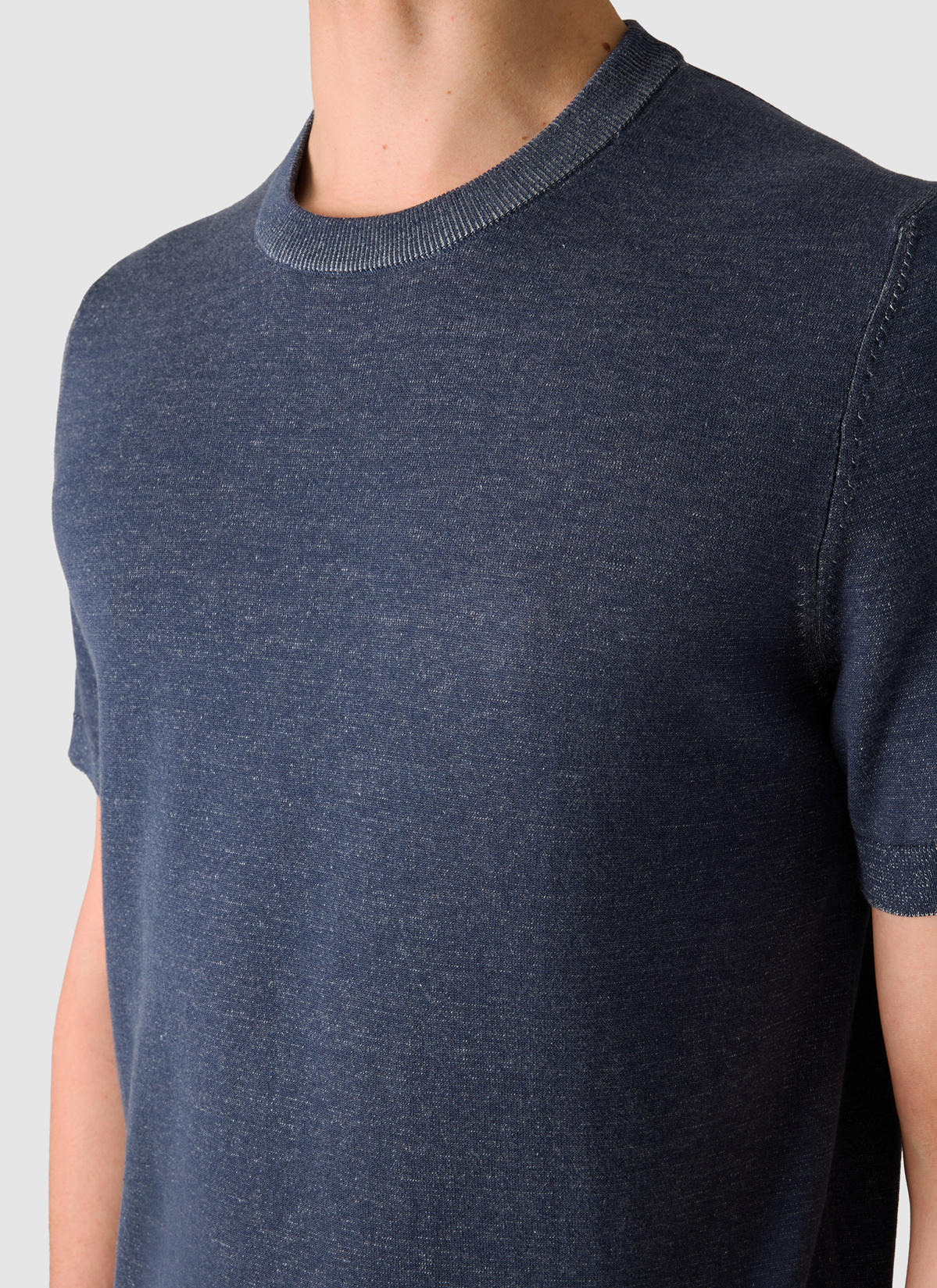 Pullover Rundhals 1/2 Arm, Dawn Blue Detailansicht 1