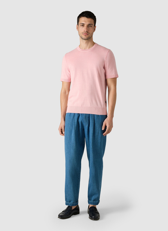 Pullover Rundhals 1/2 Arm Shiny Flamingo Frontansicht