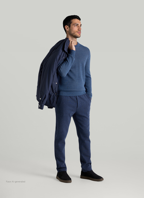 Pullover Rundhals 1/1 Arm Nimes Blue Frontansicht