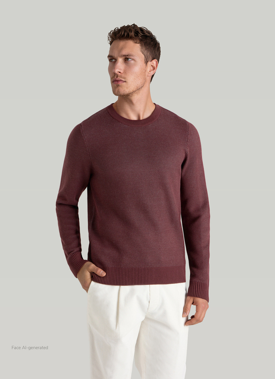 Pullover Rundhals 1/1 Arm Mellow Cherry Frontansicht
