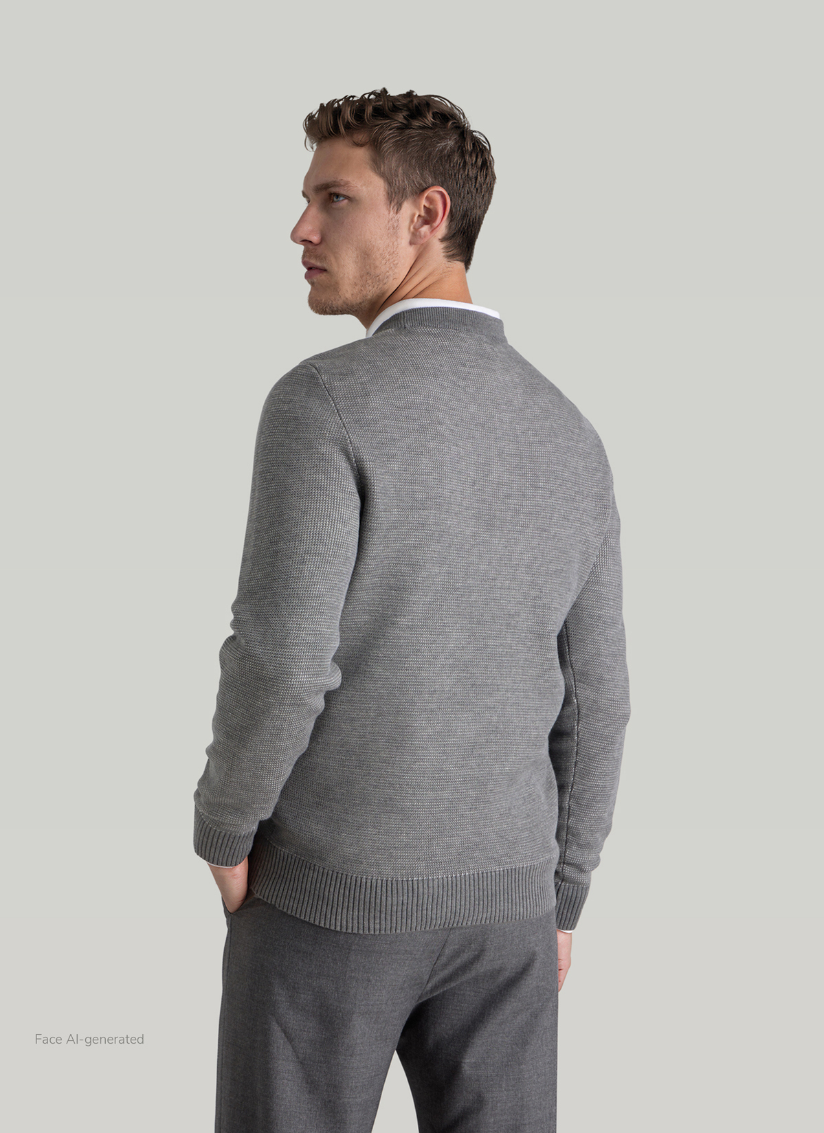 Pullover Rundhals 1/1 Arm, Shark Skin Rückansicht