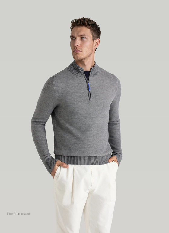 Pullover Troyer 1/1 Arm Shark Skin Frontansicht
