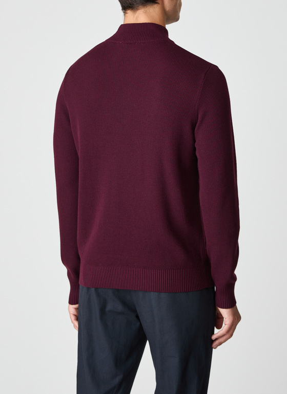 Pullover Stehkragen Zip 1/1 Arm Barolo Wine Frontansicht