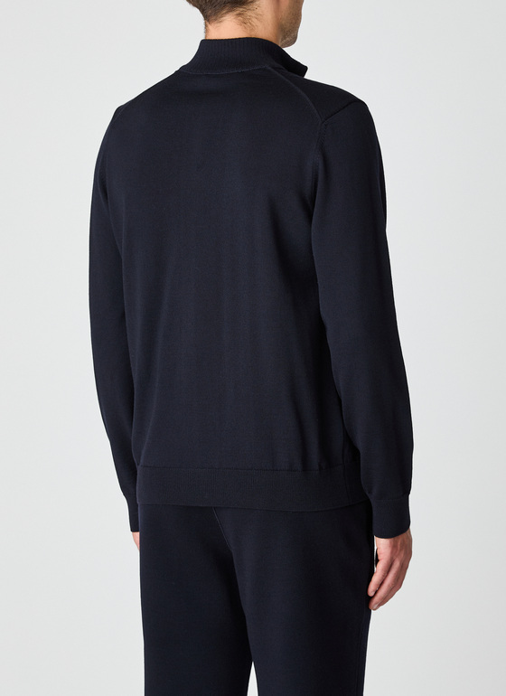 Pullover Stehkragen Zip 1/1 Arm Navy Frontansicht