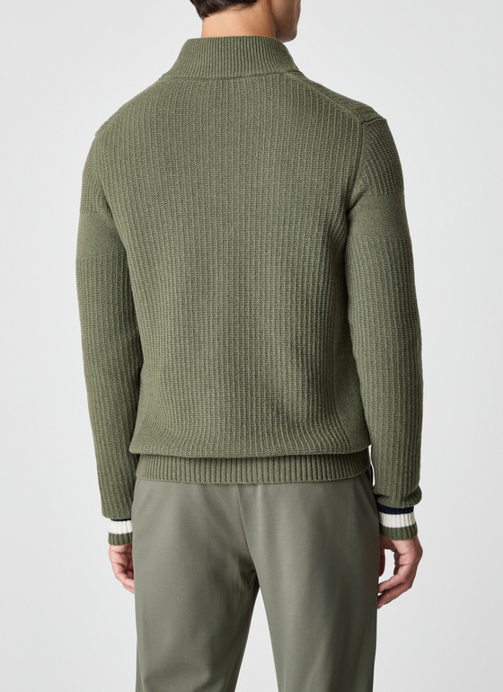 Pullover Troyer 1/1 Arm Dark Moss Frontansicht