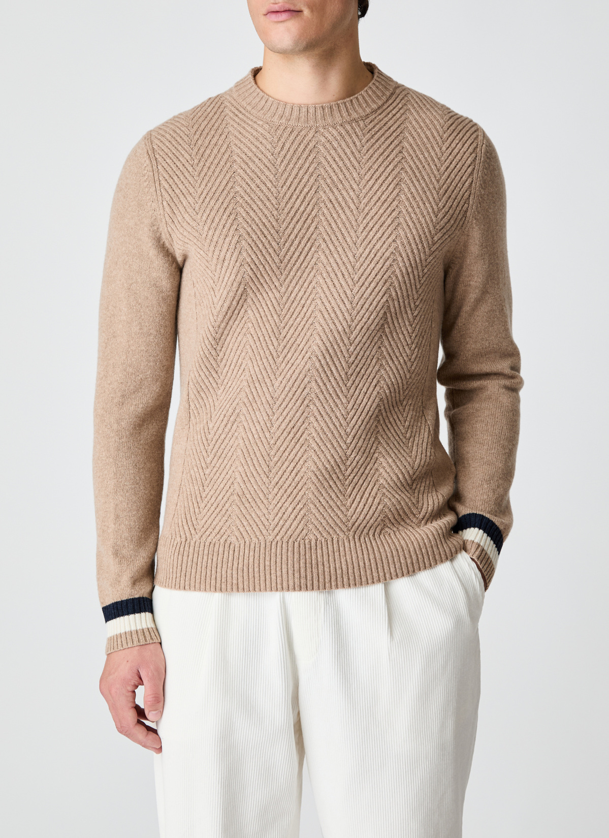 Pullover Rundhals 1/1 Arm, Hazelnut Frontansicht