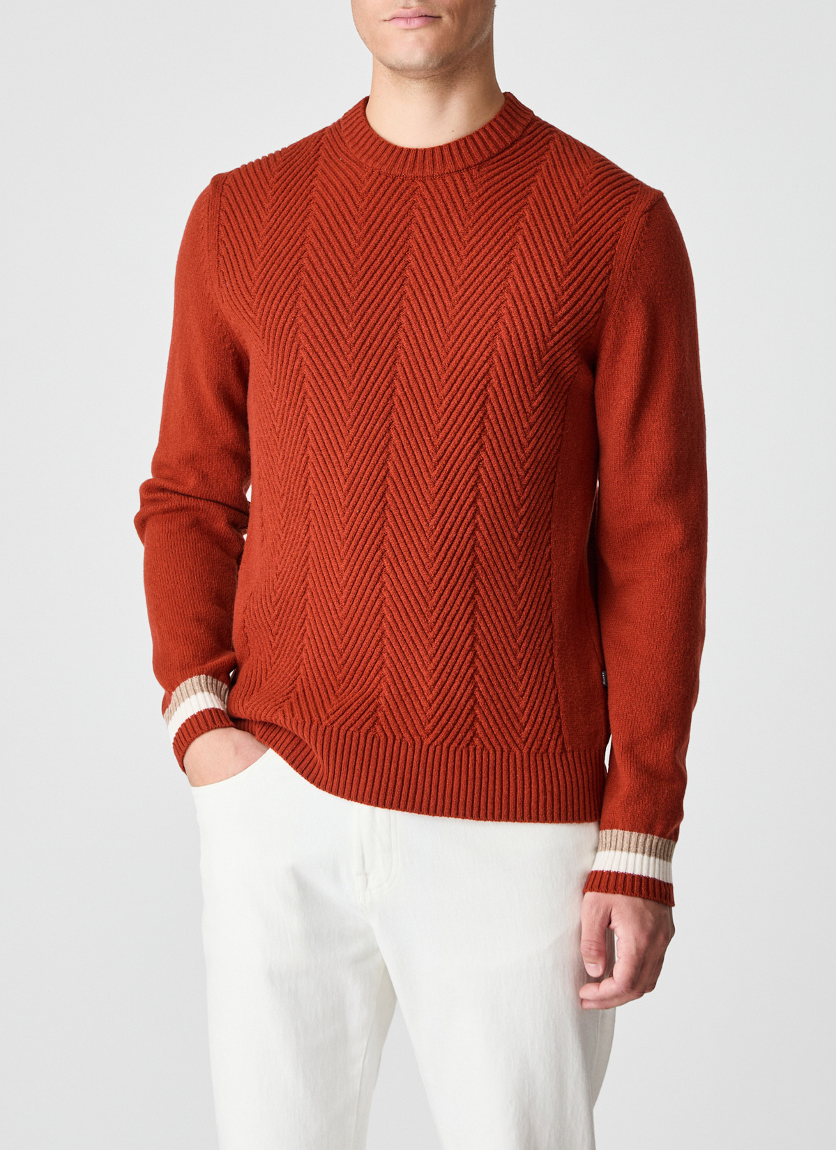 Pullover Rundhals 1/1 Arm, Light Buckeye Frontansicht