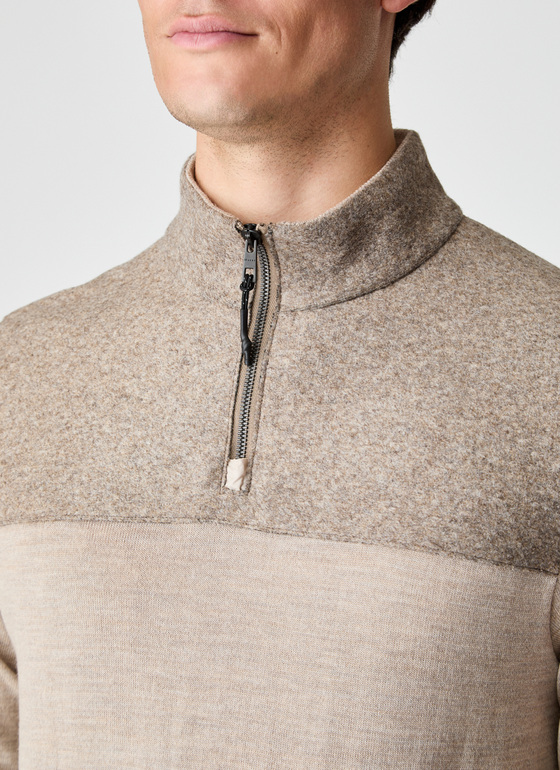 Pullover Troyer 1/1 Arm Iced Latte Frontansicht