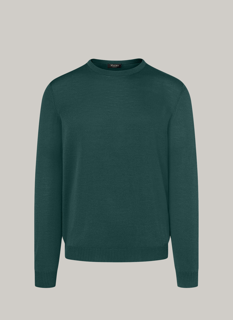 Pullover Rundhals 1/1 Arm, Bottle Green Frontansicht