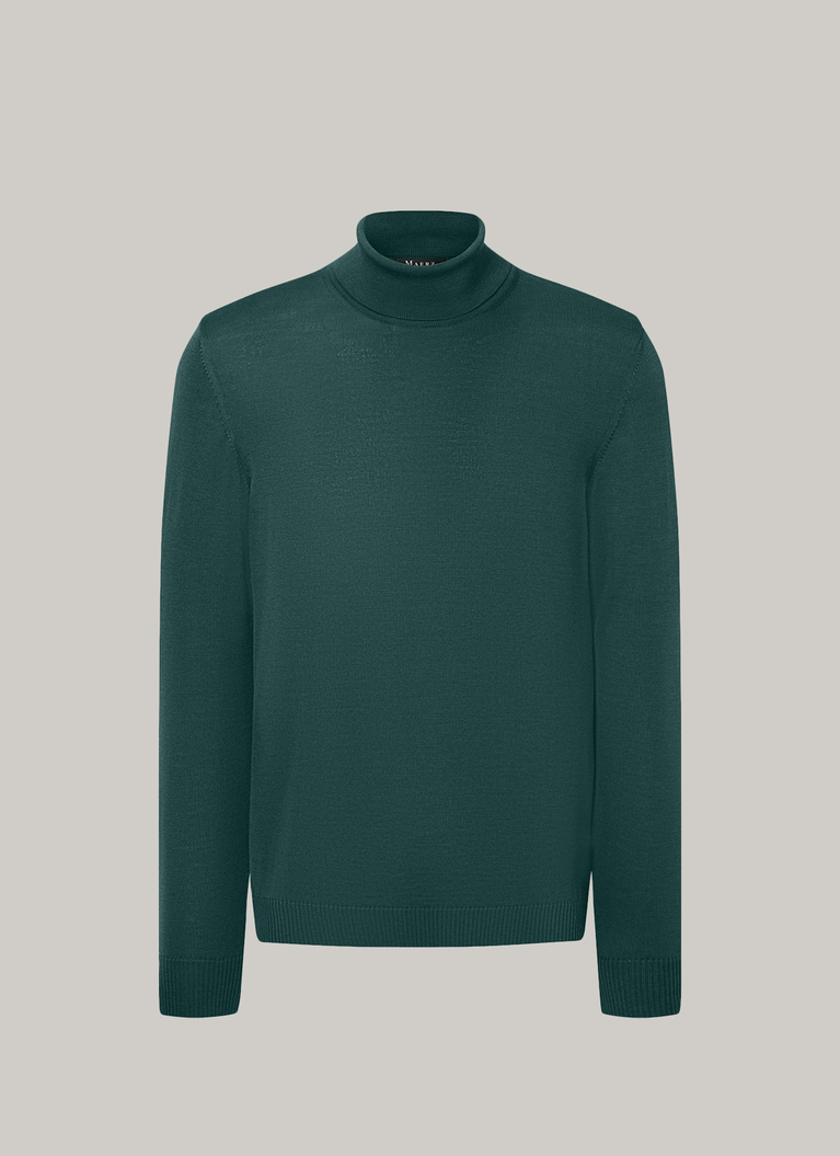 Pullover Rollkragen 1/1 Arm, Bottle Green Frontansicht