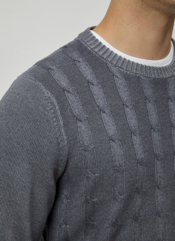 Pullover Rundhals 1/1 Arm Grey Rock Frontansicht