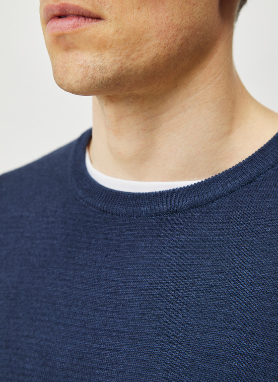 Pullover Rundhals 1/1 Arm Navy Frontansicht