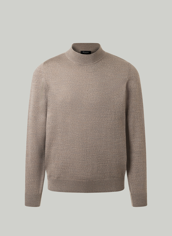 Classic Line: Stehbund-Pullover Cedar Wood Frontansicht