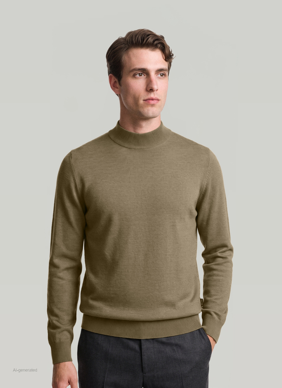 Classic Line: Stehbund-Pullover Fresh Herbs Frontansicht