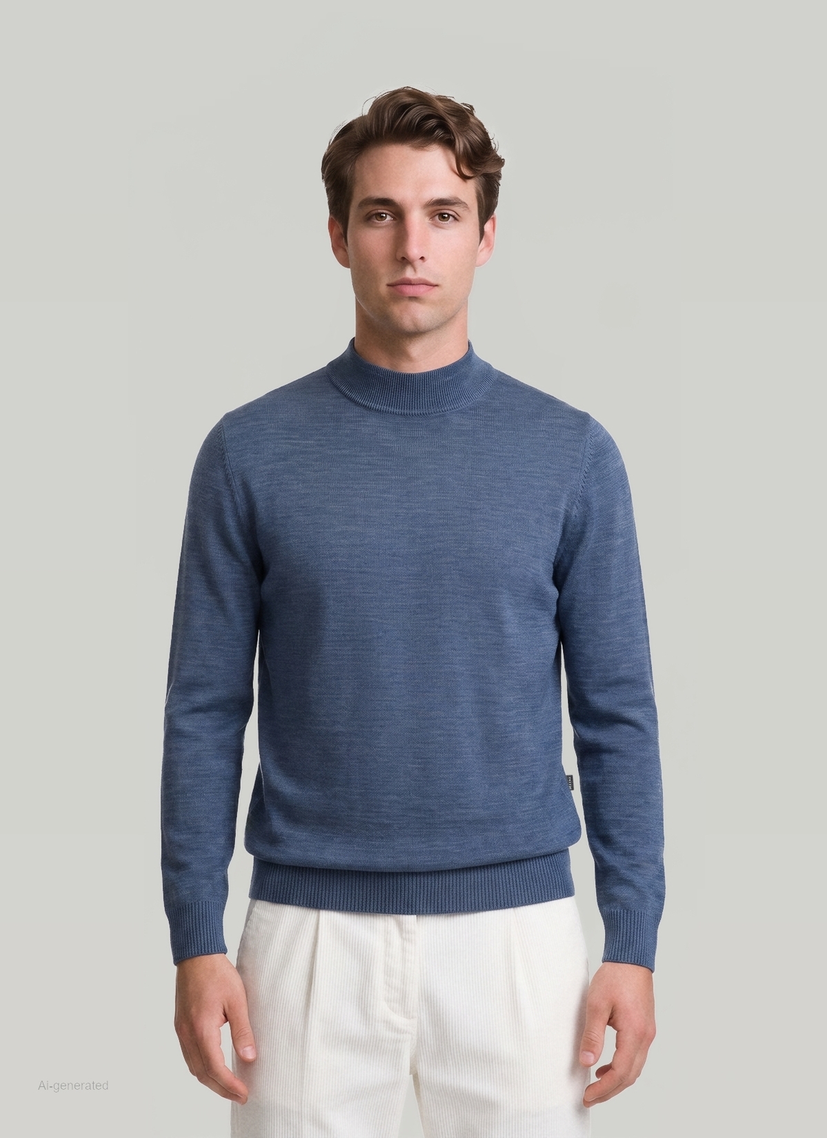 Classic Line: Stehbund-Pullover, Nimes Blue Frontansicht
