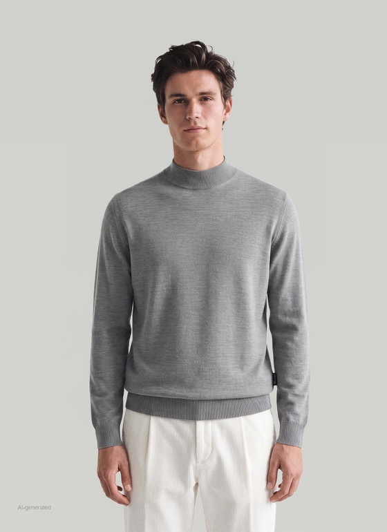 Classic Line: Stehbund-Pullover Shark Skin Frontansicht