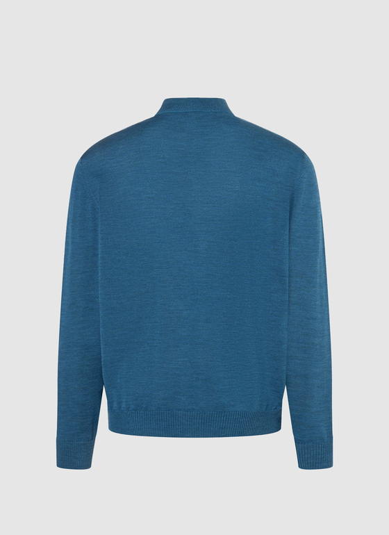 Classic Line: Stehbund-Pullover Teal Water Frontansicht