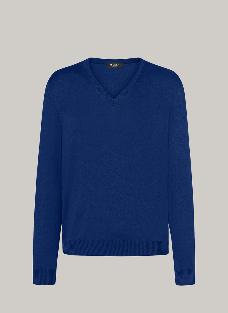 Pullover, V-Neck, Cobalt Blue Frontansicht