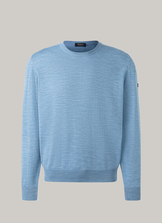 Pullover, O-Neck Memory Blue Frontansicht