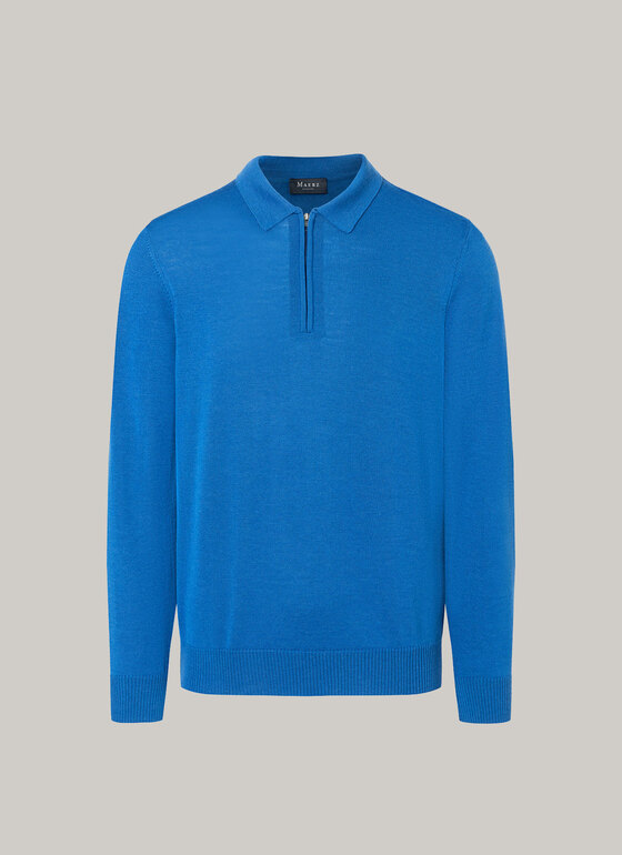 Pullover, Polo-Neck Intensive Blue Frontansicht