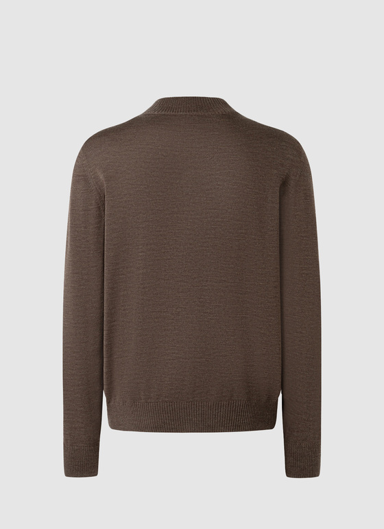Pullover Stehkragen 1/1 Arm Field Brown Frontansicht