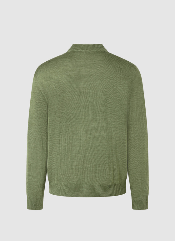 Pullover Stehkragen 1/1 Arm Green Hummus Frontansicht