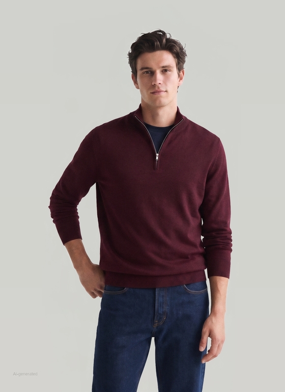 Pullover Stehkragen 1/1 Arm Barolo Wine Frontansicht
