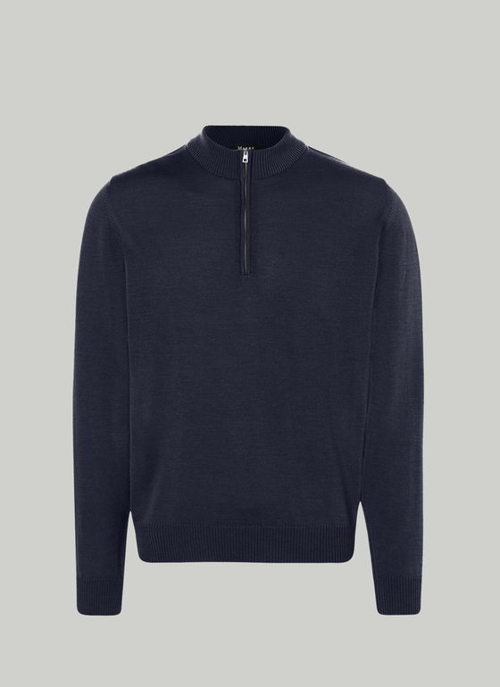 Pullover Troyer 1/1 Arm Navy Frontansicht