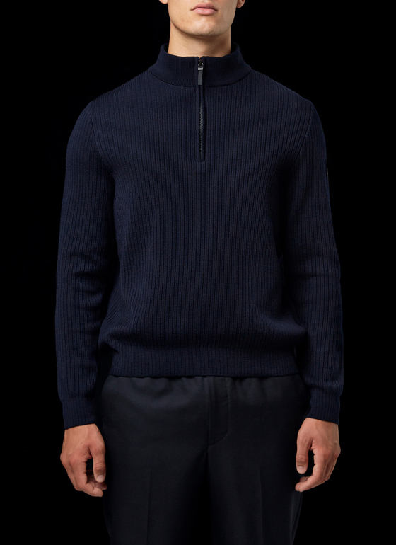 Pullover Stehkragen 1/1 Arm Navy Frontansicht