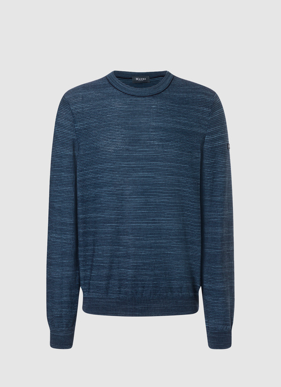 Pullover Rundhals 1/1 Arm Navy Frontansicht