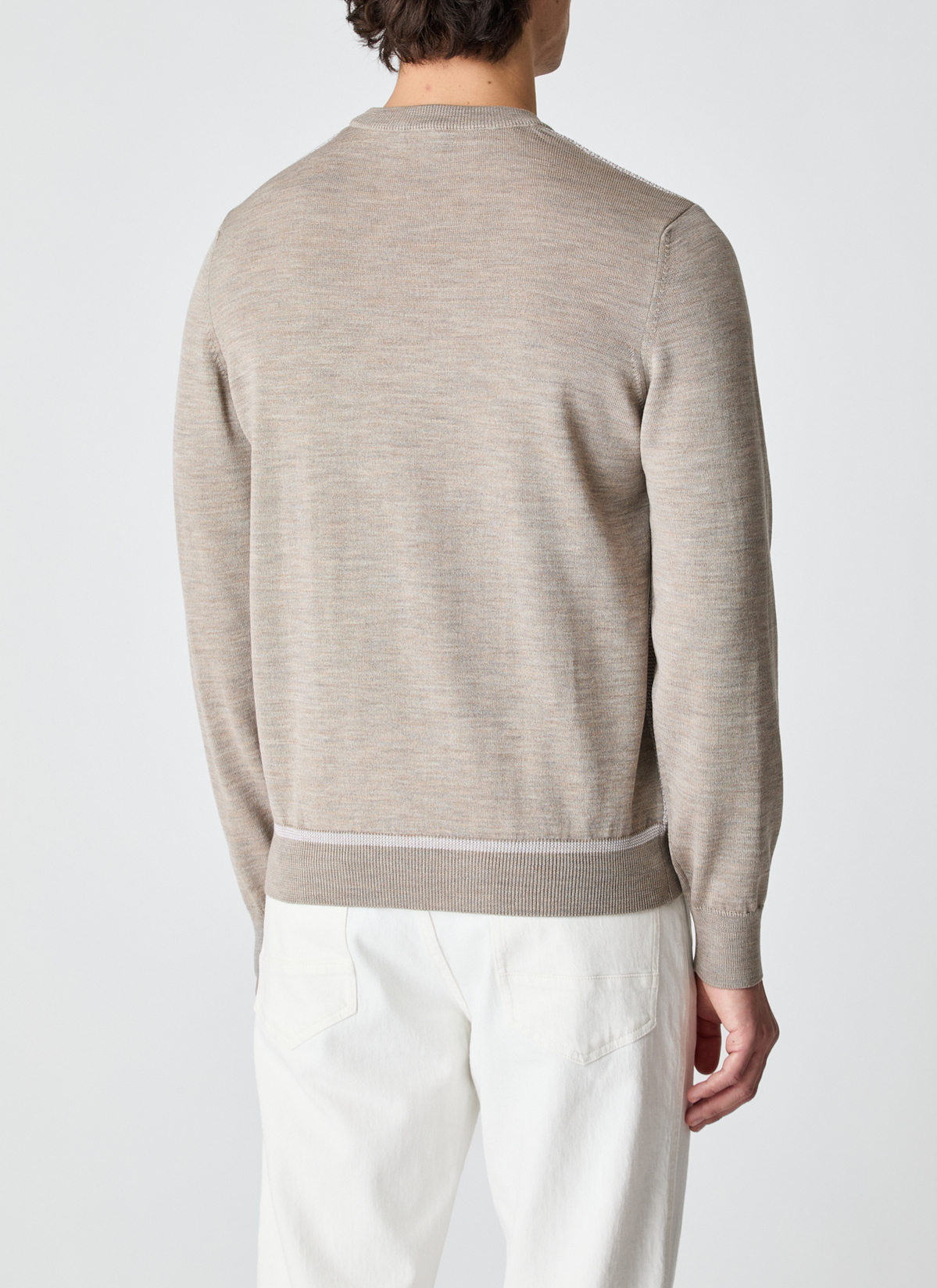 Pullover Rundhals 1/1 Arm, Iced Latte Rückansicht