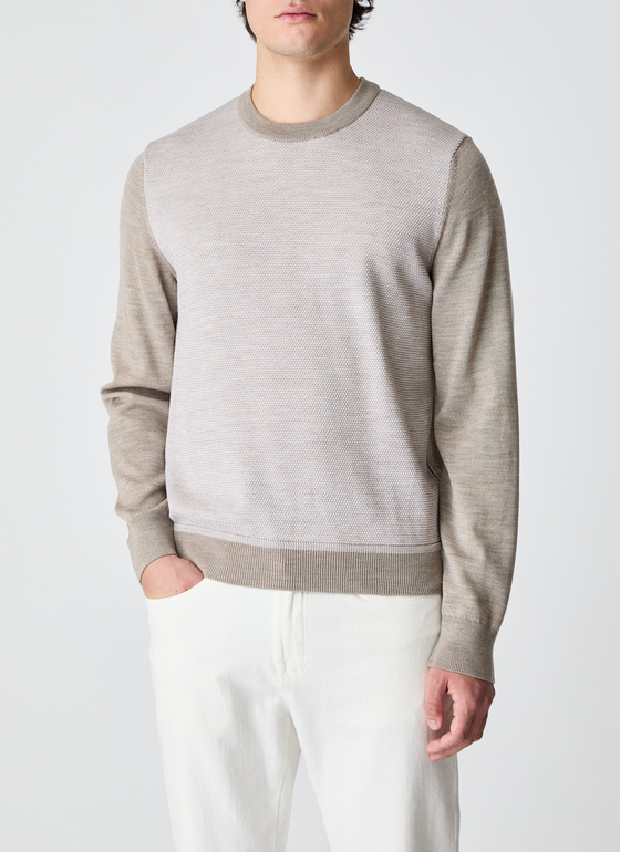 Pullover Rundhals 1/1 Arm Iced Latte Frontansicht