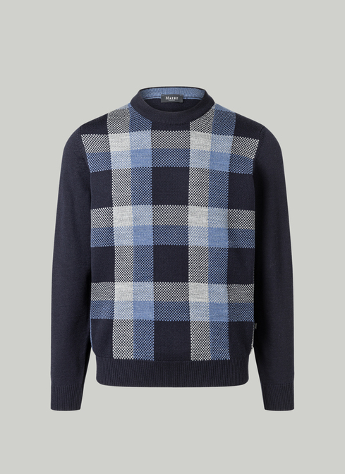 Pullover Rundhals 1/1 Arm, Navy 