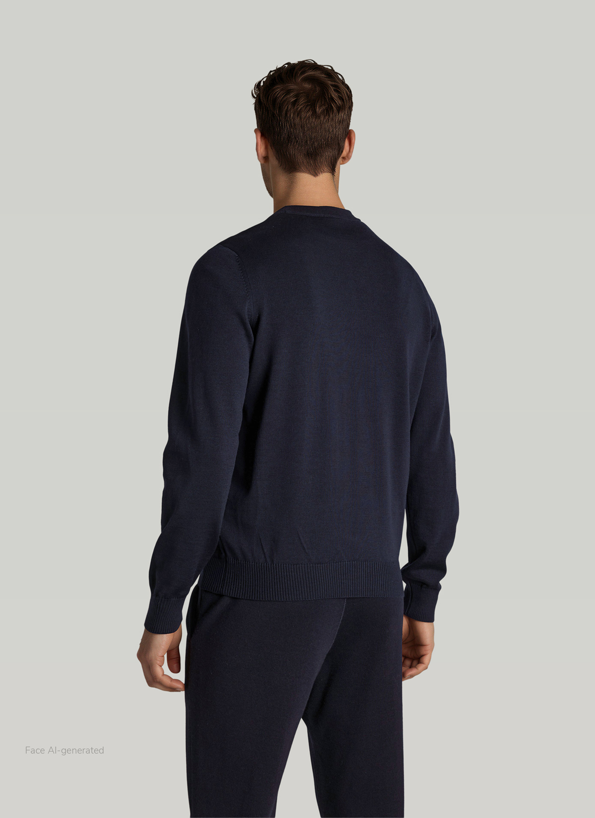 Pullover Stehkragen Zip 1/1 Arm, Navy Rückansicht