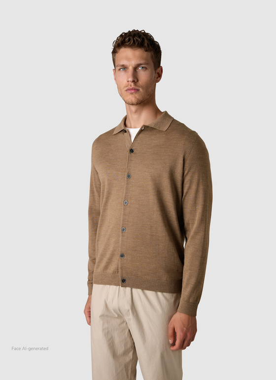Strick Overshirt Nougat Frontansicht