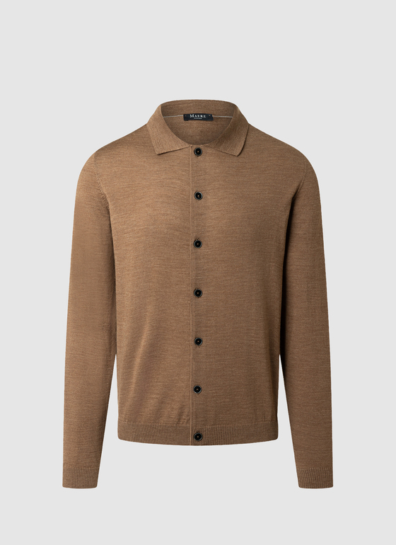 Strick Overshirt Nougat Frontansicht