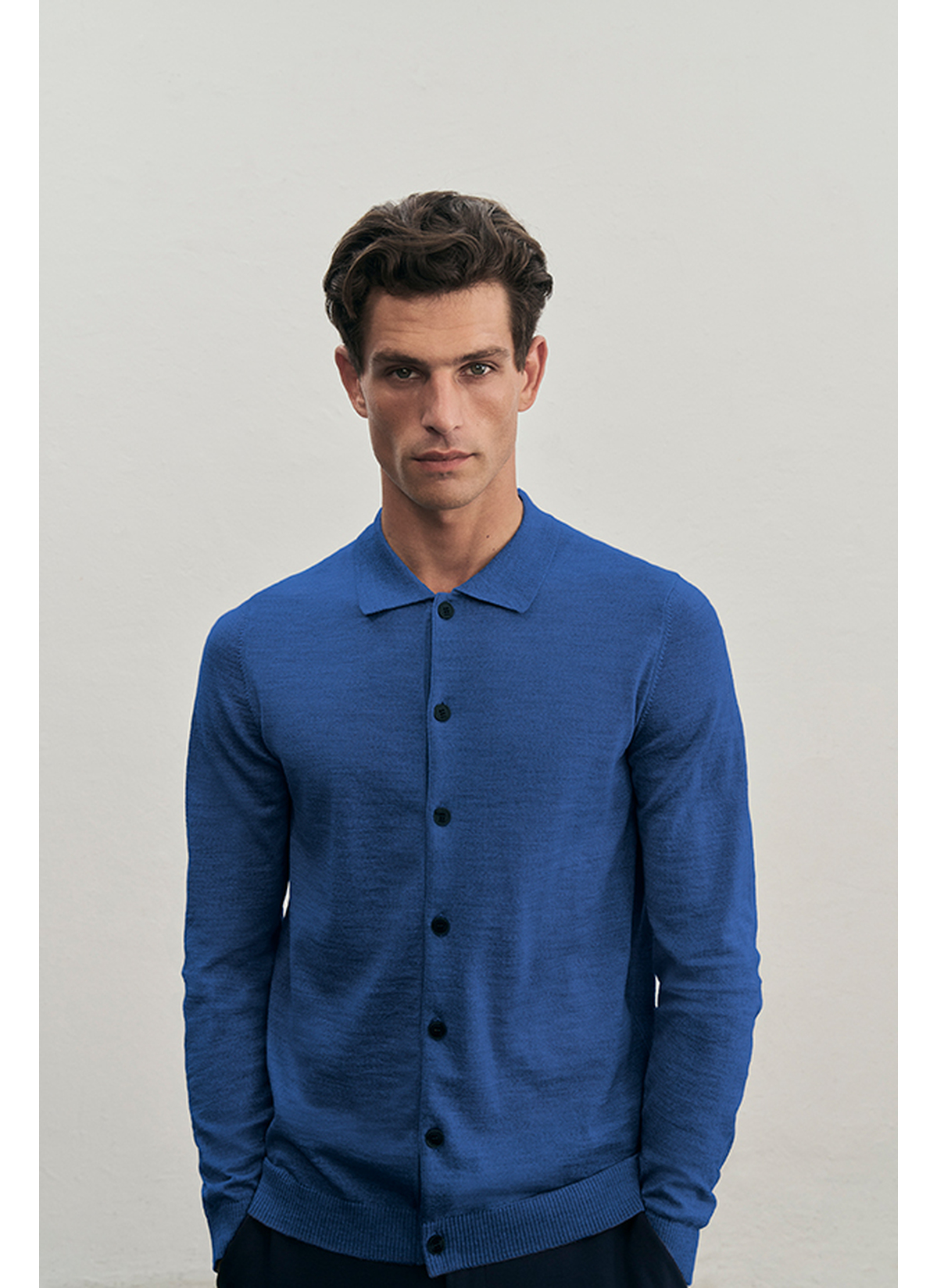 Strick Overshirt, Medium Blue Frontansicht