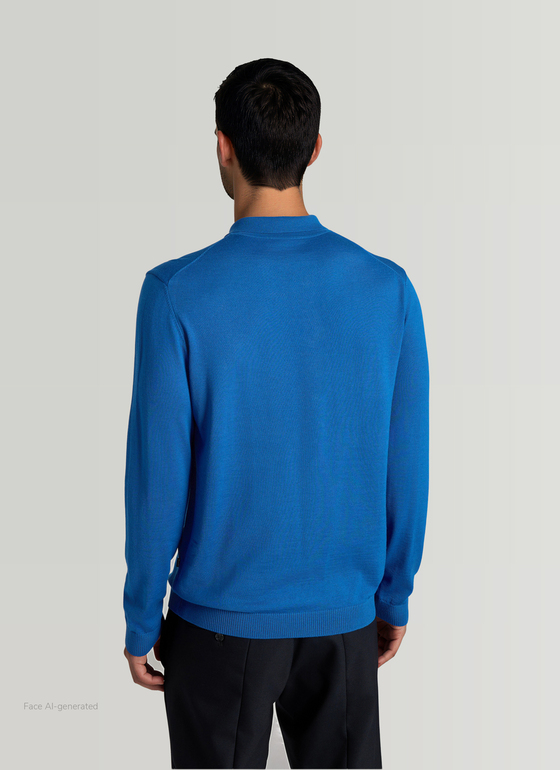 Strick Overshirt Medium Blue Frontansicht