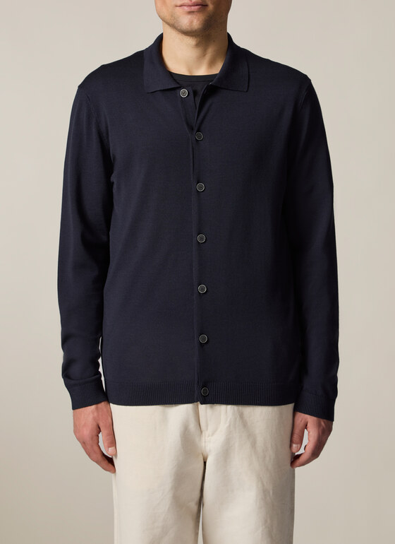 Strick Overshirt Navy Frontansicht