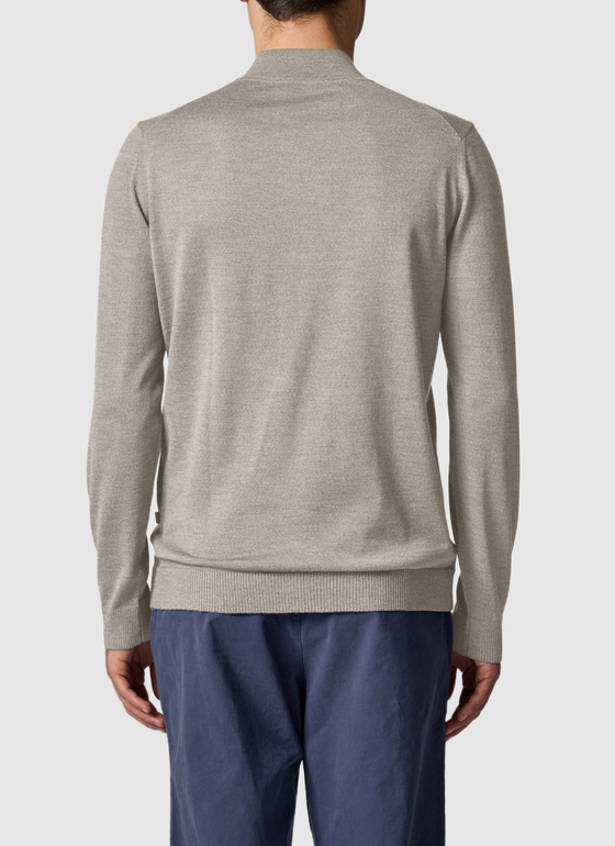 Strickjacke Zip 1/1 Arm Iced Latte Frontansicht