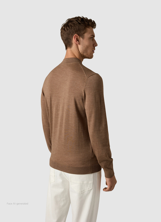Strickjacke Zip 1/1 Arm Nougat Frontansicht