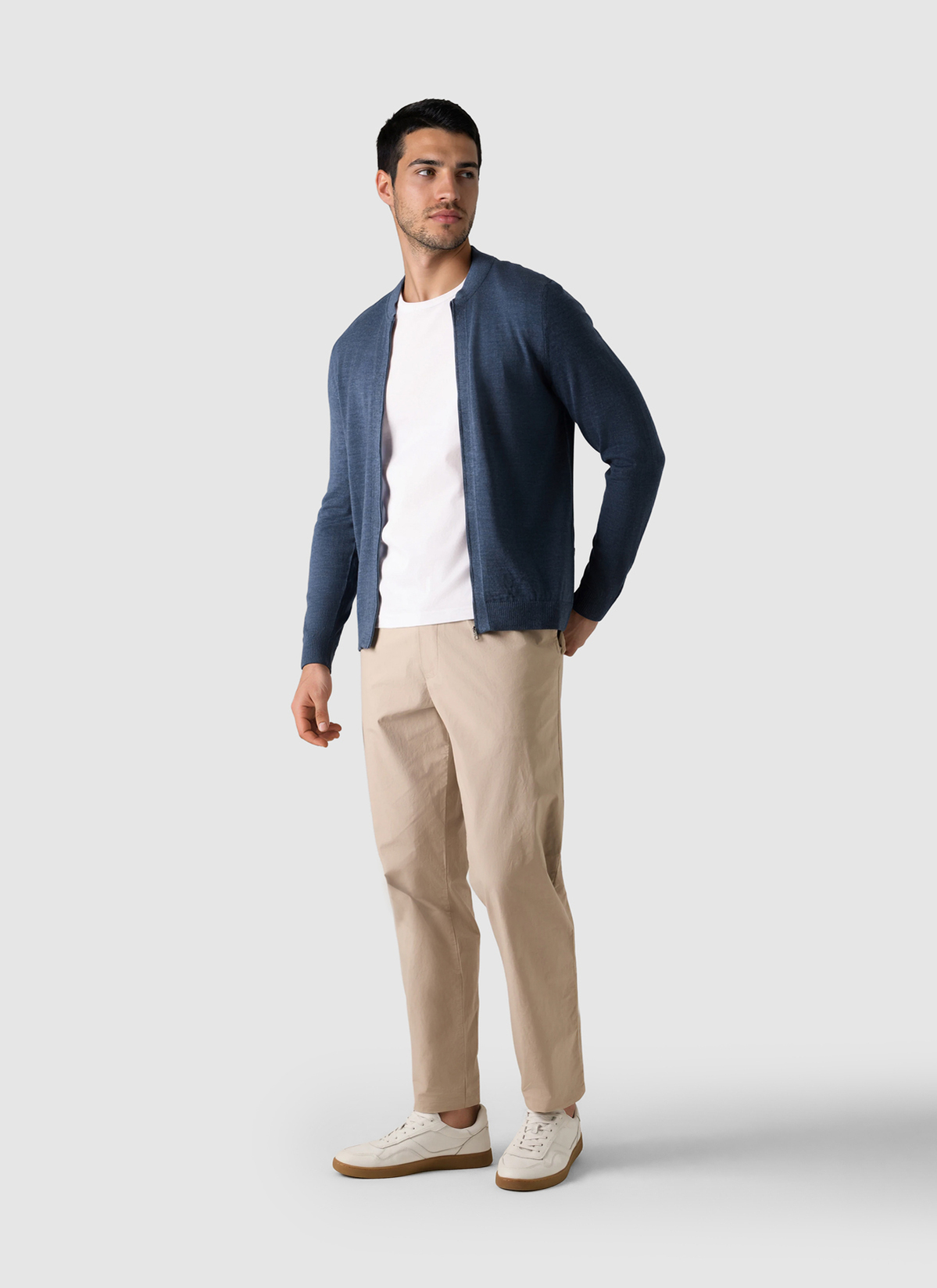 Strickjacke Zip 1/1 Arm, Nimes Blue Detailansicht 2