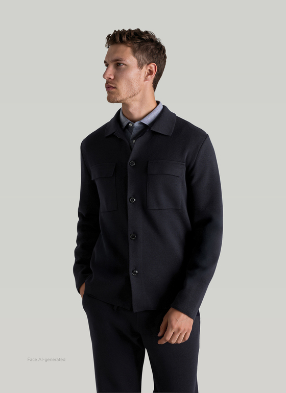 Strick Cardigan 1/1 Arm Navy Frontansicht