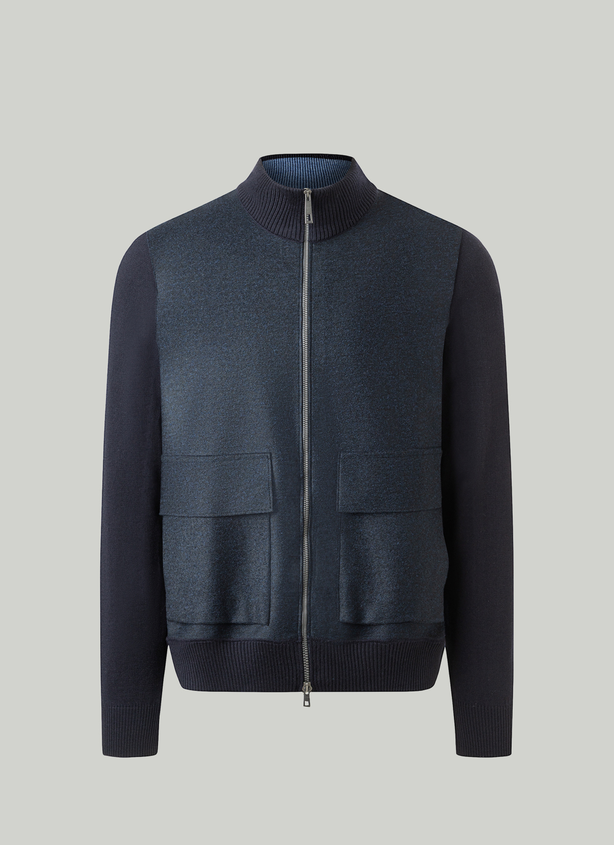 Strickjacke Zip 1/1 Arm, Navy 