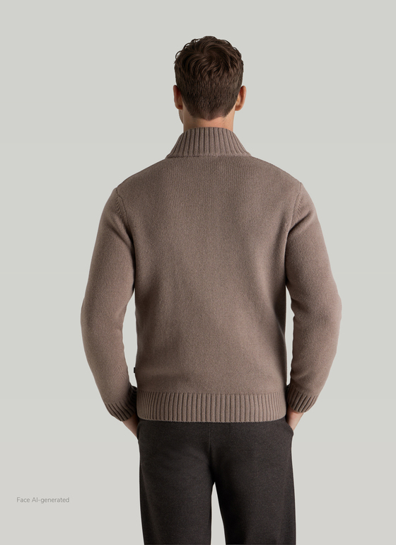 Strickjacke Knopf 1/1 Arm Cedar Wood Frontansicht