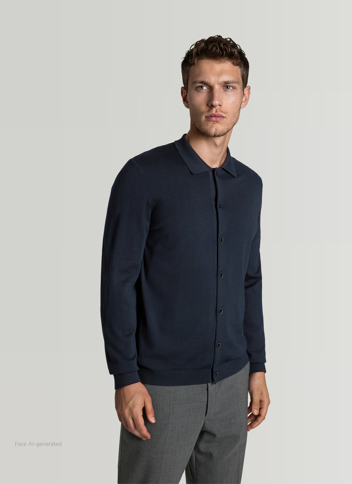 Strickjacke Knopf 1/1 Arm, Navy Frontansicht