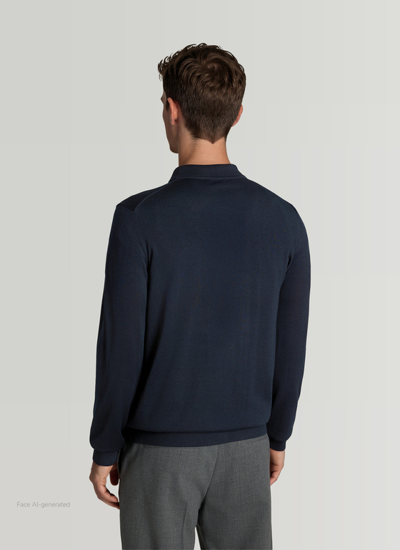 Strickjacke Knopf 1/1 Arm Navy Frontansicht