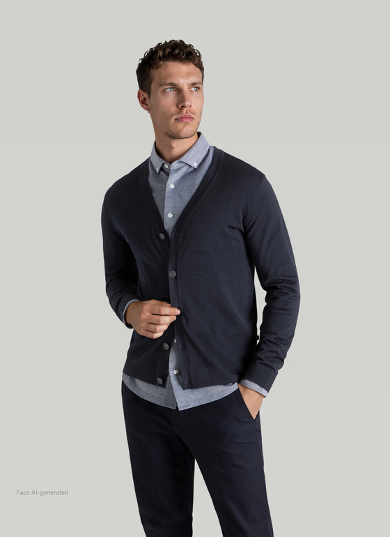 Strick Cardigan 1/1 Arm Navy Frontansicht