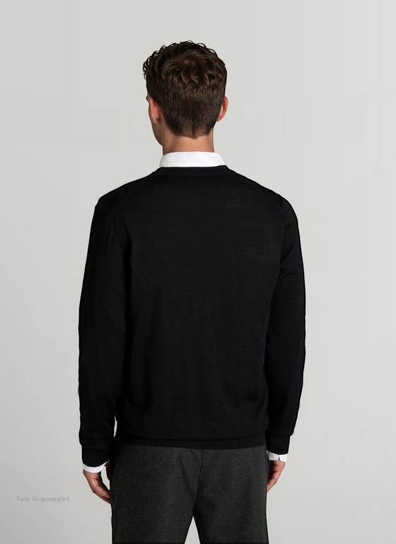 Strick Cardigan 1/1 Arm Black Frontansicht