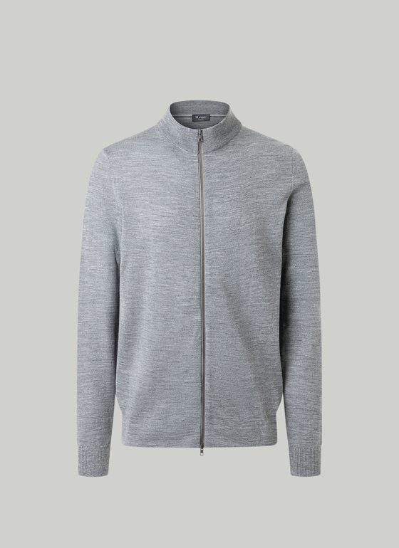 Strickjacke Zip 1/1 Arm Shark Skin Frontansicht